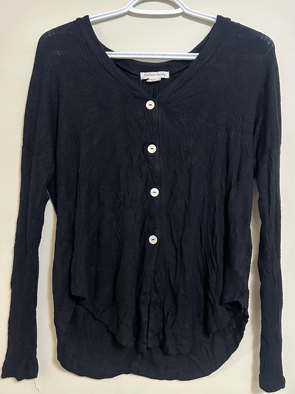 Streetwear Society Black Button-Front Long Sleeve Shirt
